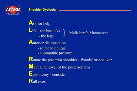 alarm shoulder dystocia
